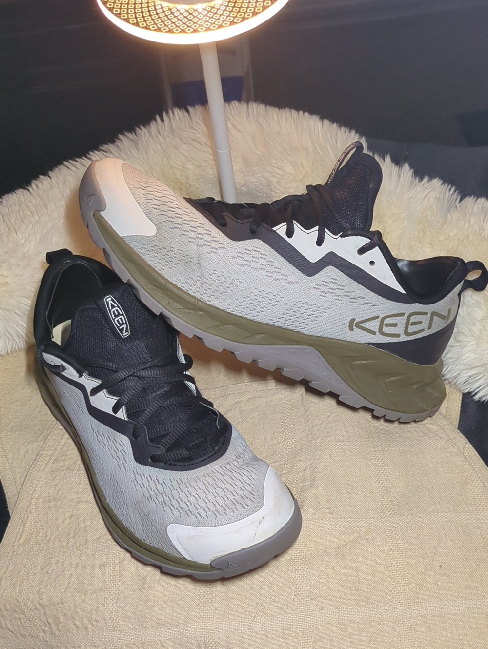 Keen Lightweight Trail Runners in Light Gray, Olive & Black NOW ONLY $25